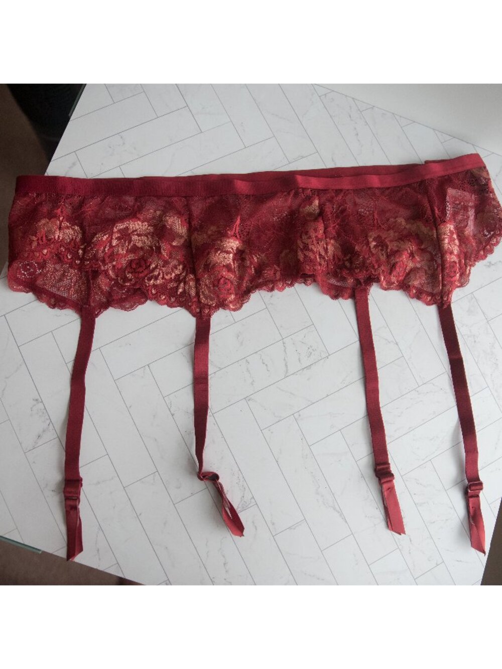 Torrid Red/Gold Lurex Garter Belt - NTW - 3/4